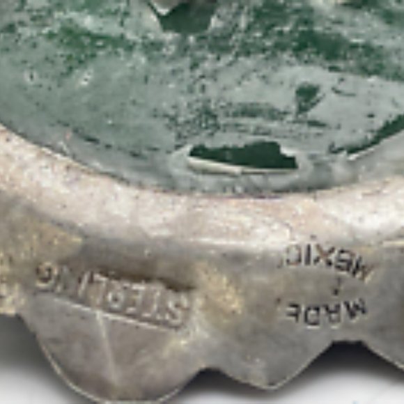 Sterling Silver Plated Round Green Stone Double Sombrero Men's Jewelry Piece - Picture 6 of 6